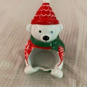 polar bear ceramic candle soap holder homeessentials NWOT